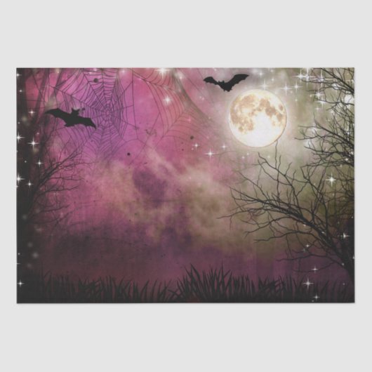 Halloween-Mond-Spuk Waldseidenpapier Seidenpapier (Vorderseite)