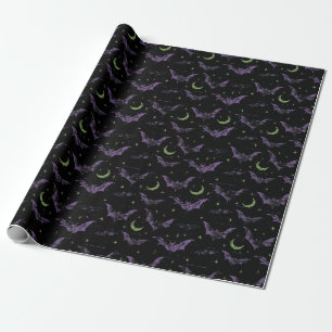 Halloween Mond und Fledermäuse Spooky Jahreszeit Geschenkpapier
