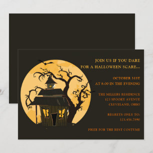 Halloween-Mond und Spukhaus Halloween Einladung
