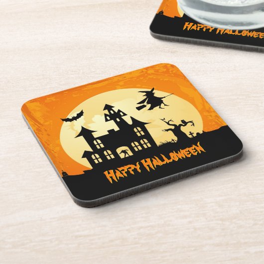 Halloween-Mondschein-Spuk Haus im Graveyard Getränkeuntersetzer (Linke Seite)