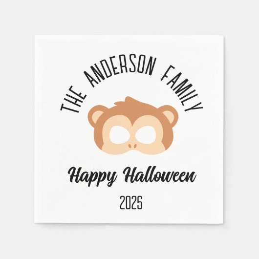 Halloween Monkey Masquerade Kostüm Serviette (Vorderseite)