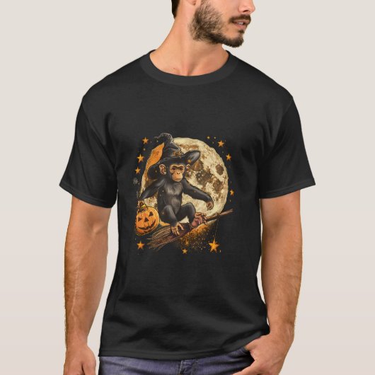 Halloween Monkey Pumpkin Herbst Beängstigendes Par T-Shirt (Vorderseite)