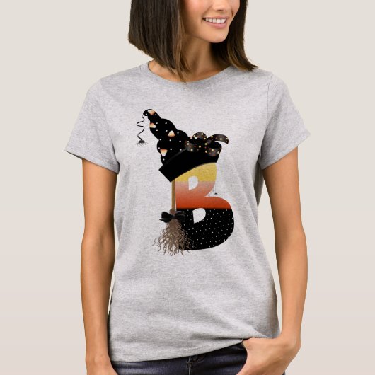 Halloween Monogram Letter B T-Shirt (Vorderseite)