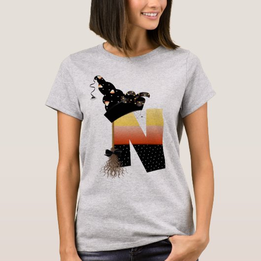 Halloween Monogram Letter N T-Shirt (Vorderseite)