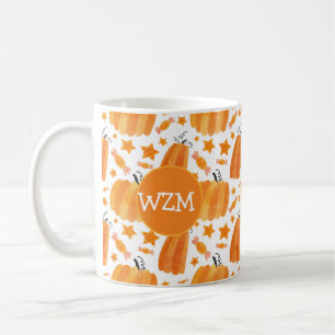 Halloween Monogram Pumpkin Coffee Tasse