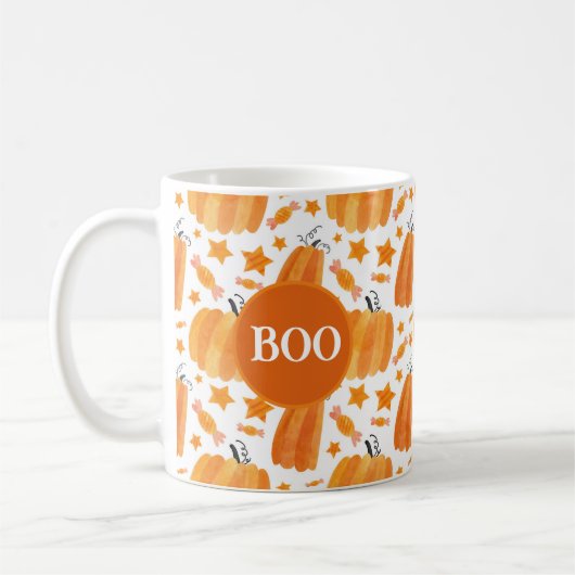 Halloween Monogram Pumpkin-Tasse Kaffeetasse (Links)