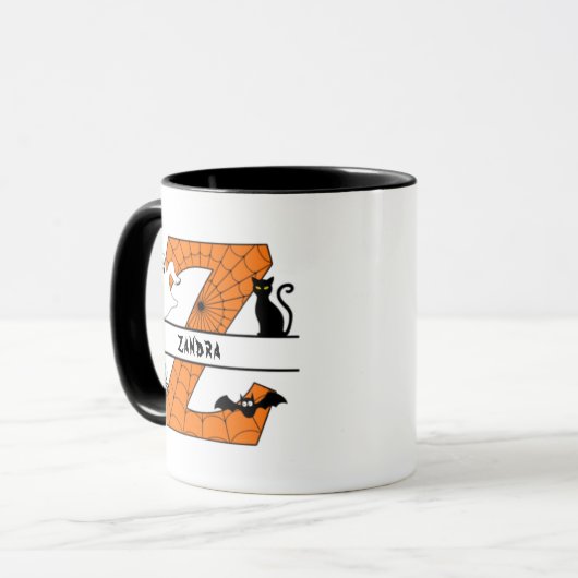 Halloween Monogram Z Ihren Namen hinzufügen Tasse (Vorderseite Links)