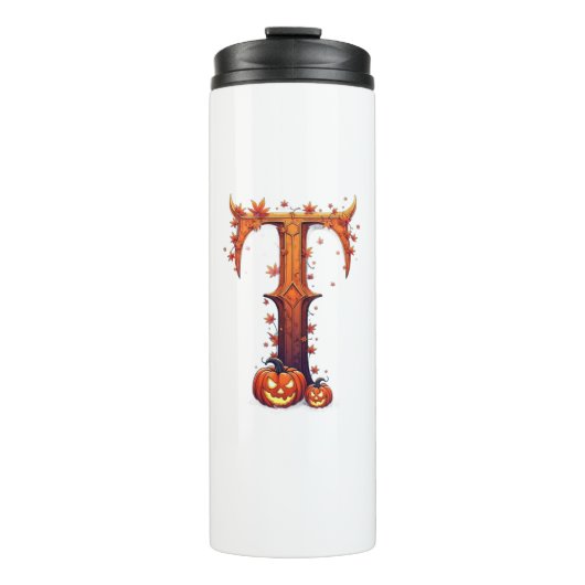 Halloween-Monogramm T Thermosbecher (Vorderseite)