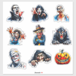 Halloween Monster 9 Creepy Vinyl Charaktere Aufkleber