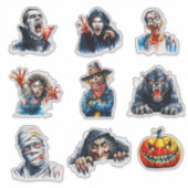 Halloween Monster 9 Creepy Vinyl Charaktere Aufkleber (Vorderseite)