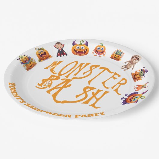 Halloween Monster Bash Pappteller (Schrägansicht)