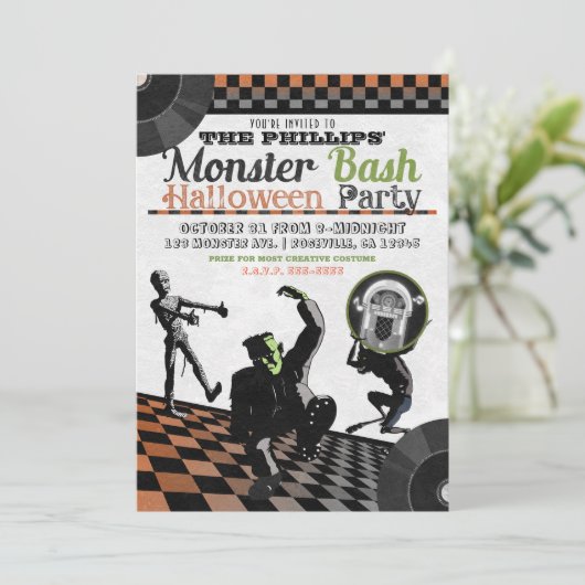 Halloween Monster Bash Party Einladung (Stehend Vorderseite)