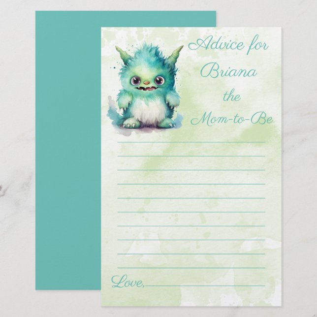 Halloween Monster Boy Baby Shower Advisor für Mama (Vorne/Hinten)