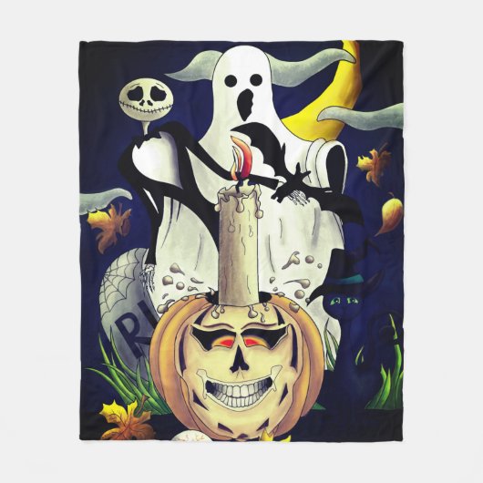 Halloween Monster Characters & Pumpkin Fleecedecke (Vorderseite)