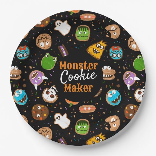 Halloween Monster Cookie macht Spaß Pappteller (Vorderseite)
