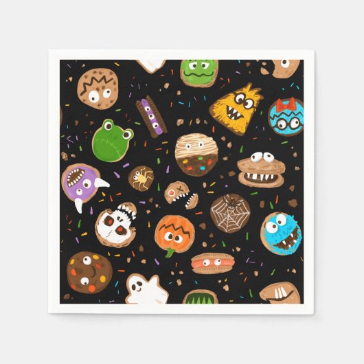 Halloween Monster Cookies Spaß Kinder Party Serviette (Vorderseite)