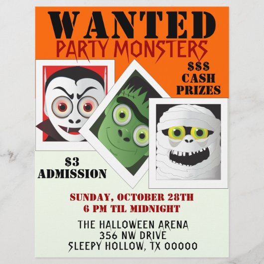 Halloween Monster Costume Party Einladung Flyer (Vorne)