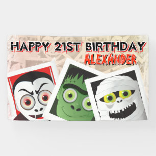 Halloween-Monster-Fotos Geburtstagsgruß Banner