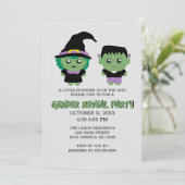 Halloween Monster Gender Reveal Party Einladung (Stehend Vorderseite)