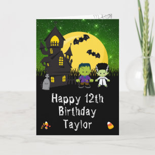Halloween-Monster Grüner Alles Gute zum Geburtstag Karte