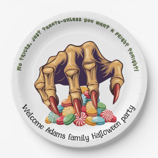 Halloween Monster Hand Candy Protector Pappteller (Vorderseite)