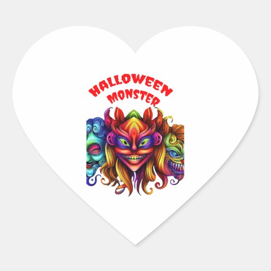 Halloween-Monster Herz-Aufkleber (Vorderseite)
