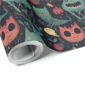 Halloween-Monster im Spuk Wald Geschenkpapier (Rolleneckpunkt)