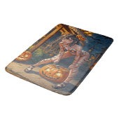 Halloween Monster Jack-o-Lantern & Bat Vixen Girl Badematte (Schrägansicht)