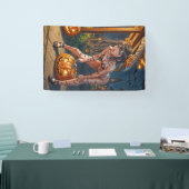 Halloween Monster Jack-o-Lantern & Bat Vixen Girl Banner (Messe)
