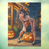 Halloween Monster Jack-o-Lantern & Bat Vixen Girl Fensteraufkleber (Blatt 3)