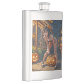 Halloween Monster Jack-o-Lantern & Bat Vixen Girl Flachmann (Rechts)