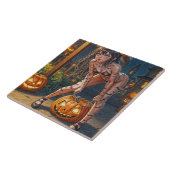 Halloween Monster Jack-o-Lantern & Bat Vixen Girl Fliese (Seite)