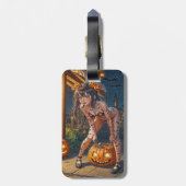 Halloween Monster Jack-o-Lantern & Bat Vixen Girl Gepäckanhänger (Rückseite vertikal)