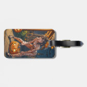 Halloween Monster Jack-o-Lantern & Bat Vixen Girl Gepäckanhänger (Rückseite horizontal)