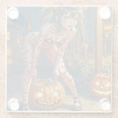 Halloween Monster Jack-o-Lantern & Bat Vixen Girl Glasuntersetzer (Rückseite)