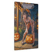 Halloween Monster Jack-o-Lantern & Bat Vixen Girl Klemmbrett (Rechts)