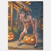 Halloween Monster Jack-o-Lantern & Bat Vixen Girl Magnet (Vorderseite)