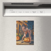 Halloween Monster Jack-o-Lantern & Bat Vixen Girl Magnet (In Situ (Geschirrspüler))