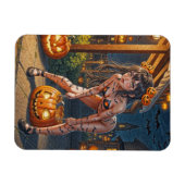 Halloween Monster Jack-o-Lantern & Bat Vixen Girl Magnet (Horizontal)