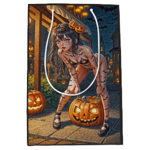Halloween Monster Jack-o-Lantern & Bat Vixen Girl Mittlere Geschenktüte