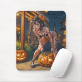 Halloween Monster Jack-o-Lantern & Bat Vixen Girl Mousepad (Mit Mouse)