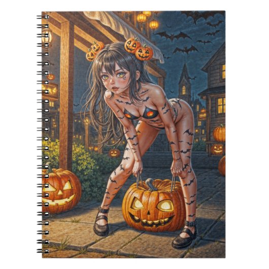 Halloween Monster Jack-o-Lantern & Bat Vixen Girl Notizblock (Vorderseite)