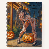 Halloween Monster Jack-o-Lantern & Bat Vixen Girl Notizblock (Vorderseite)