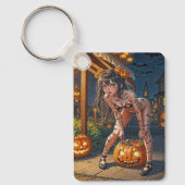 Halloween Monster Jack-o-Lantern & Bat Vixen Girl Schlüsselanhänger (Vorderseite)