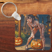 Halloween Monster Jack-o-Lantern & Bat Vixen Girl Schlüsselanhänger (Vorderseite)