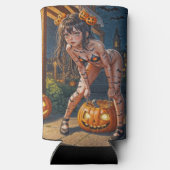 Halloween Monster Jack-o-Lantern & Bat Vixen Girl Selters Dosenkühler (Rückseite)