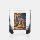 Halloween Monster Jack-o-Lantern & Bat Vixen Girl Whiskyglas (Rückseite)