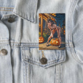 Halloween-Monster Jack-o-Lantern und Fledermaus-Vi Button (Insitu)
