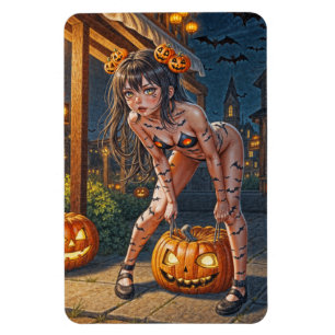 Halloween-Monster Jack-o-Lantern und Fledermaus-Vi Magnet