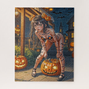 Halloween-Monster Jack-o-Lantern und Fledermaus-Vi Puzzle